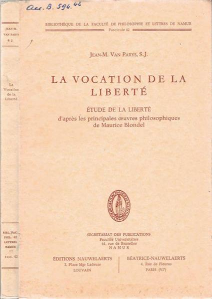 La vocation de la liberté - copertina