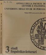 Annali della facoltà di lettere e filosofia Università degli studi di Perugia Volume XXIV nuova serie X, 1986/1987