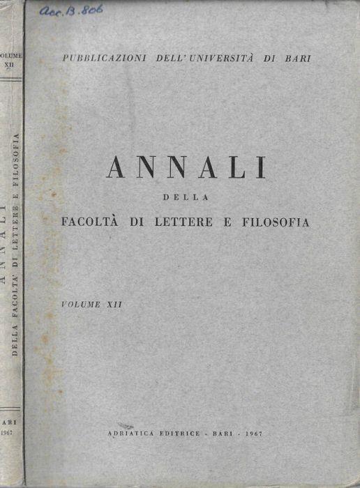 Annali della Facoltà di Lettere e Filosofia Volume XII 1967 - copertina