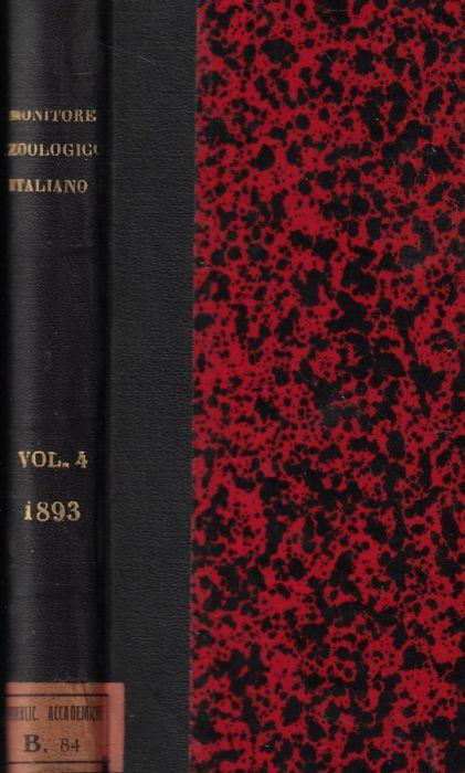 Monitore zoologico italiano anno IV 1893 - Giulio Chiarugi - copertina