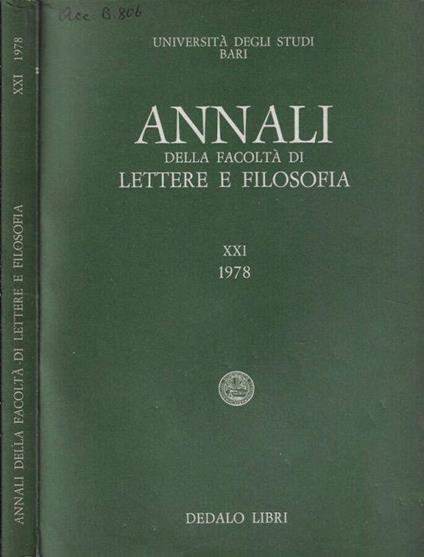 Annali della Facoltà di Lettere e Filosofia volume XXI 1978 - copertina