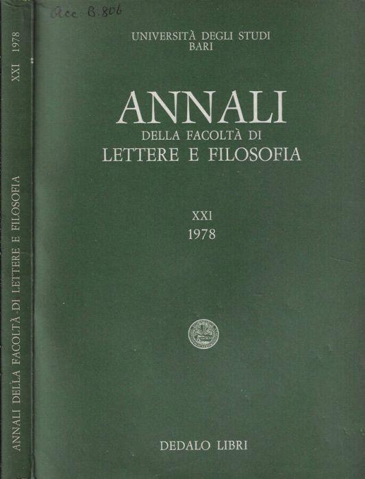 Annali della Facoltà di Lettere e Filosofia volume XXI 1978 - copertina