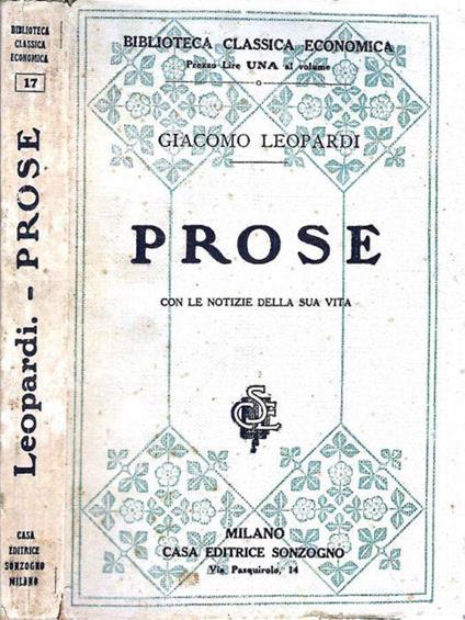 Prose - Giacomo Leopardi - copertina