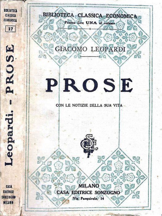 Prose - Giacomo Leopardi - copertina