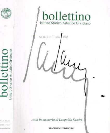 Bollettino Istituto Storico Artistico Orvietano. XLII-XLIII, 1986-87 - Lucio Riccetti - copertina
