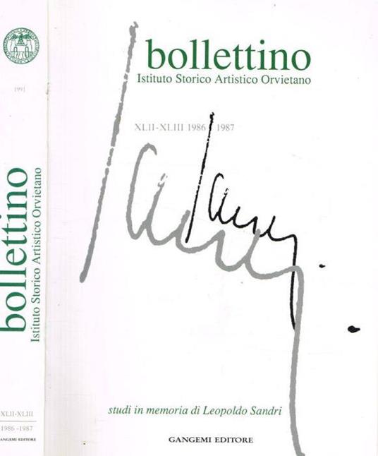 Bollettino Istituto Storico Artistico Orvietano. XLII-XLIII, 1986-87 - Lucio Riccetti - copertina