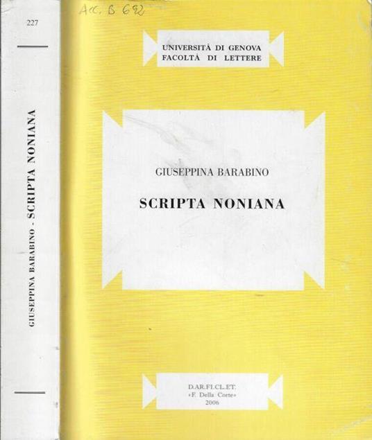 Scripta Noniana - Giuseppina Barabino - copertina