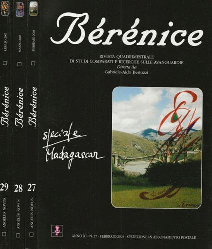 Bérénice Rivista quadrimestrale di studi comparati e ricerche sulle avanguardie Anno XI-n.27,28,29 2003 - copertina