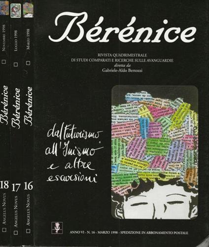 Bérénice Rivista quadrimestrale di studi comparati e ricerche sulle avanguardie Anno VI-n.16,17,8 1998 - copertina