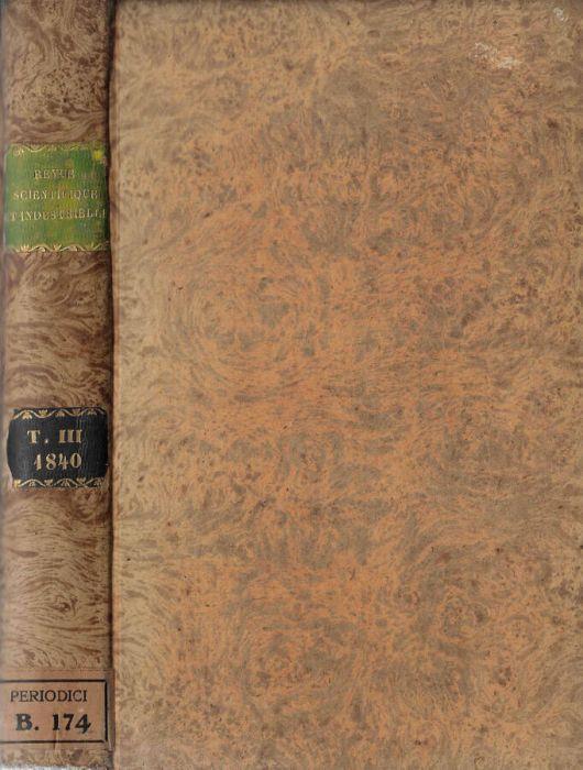Revue scientifique et industrielle tome III 1840 - copertina