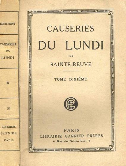 Causeries du lundi. Tome dixieme - copertina