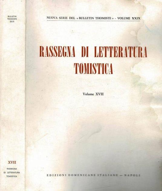 Rassegna di Letteratura Tomistica - copertina