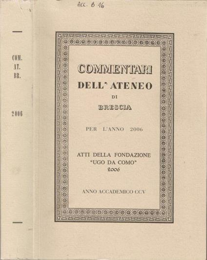 Commentari dell'Ateneo di Brescia - copertina