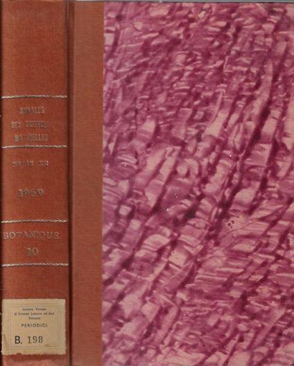 Annales des sciences naturelles botanique et biologie végétale 12° série tome X 1969 - copertina