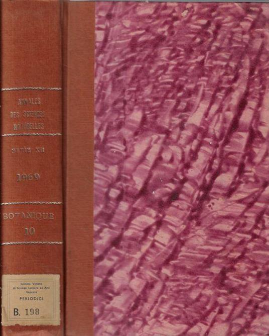 Annales des sciences naturelles botanique et biologie végétale 12° série tome X 1969 - copertina