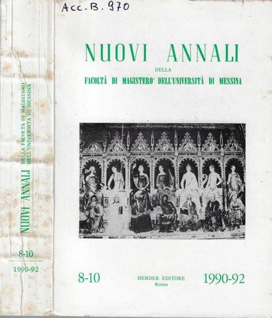 Nuovi annali della Facoltà di Magistero dell'Università di Messina N. 8-10 1990-92 - Antonio Mazzarino - copertina