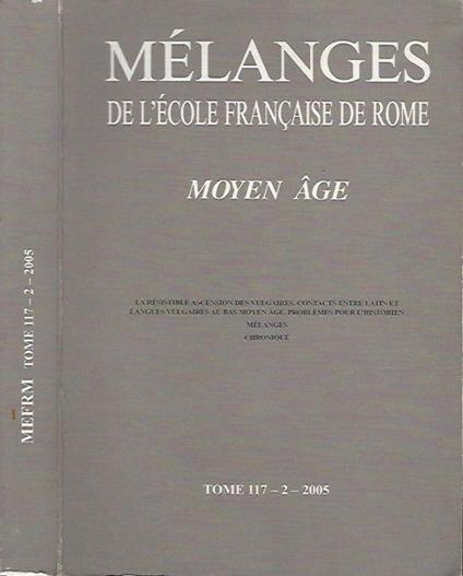 Mélanges de l'école française de Rome, tomo 117-2, 2005 - copertina