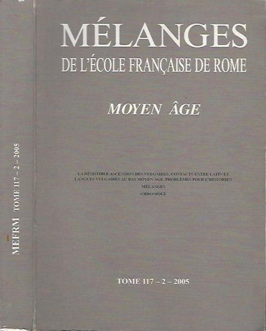 Mélanges de l'école française de Rome, tomo 117-2, 2005 - copertina