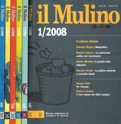 Il Mulino. Anno LVII, 2008 - Edmondo Berselli - copertina