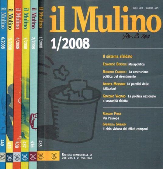 Il Mulino. Anno LVII, 2008 - Edmondo Berselli - copertina