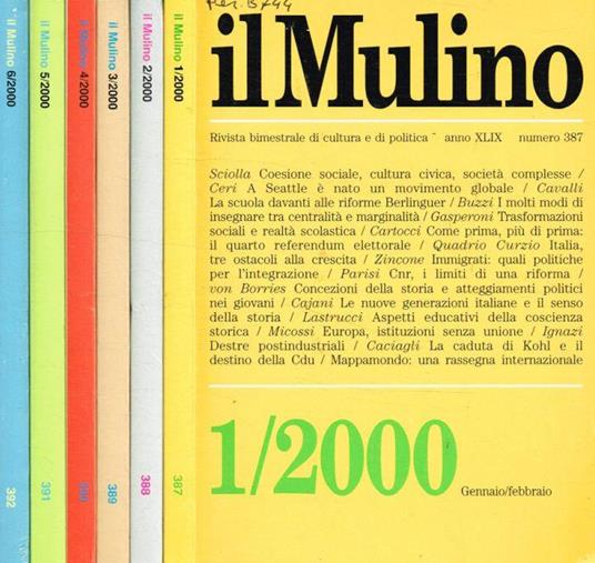 Il Mulino. Rivista bimestrale di cultura e di politica. Anno XLIV, 2000 - Alessandro Cavalli - copertina