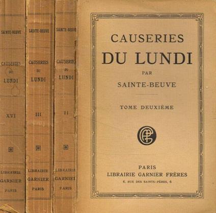 Causeries du Lundi vol.II, III, VI - copertina