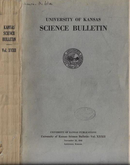 University of Kansas Science Bulletin Vol. XXXII - copertina