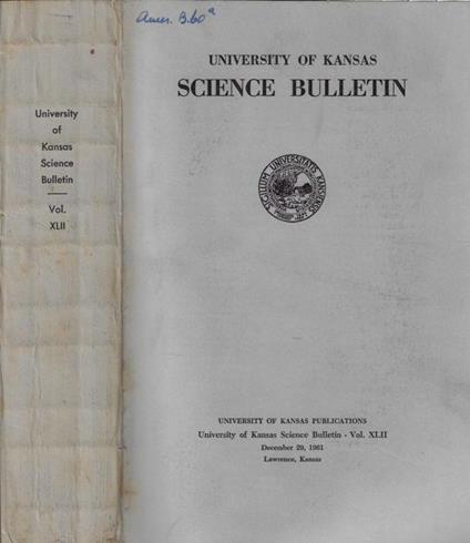 University of Kansas Science Bulletin Vol. XLII - copertina