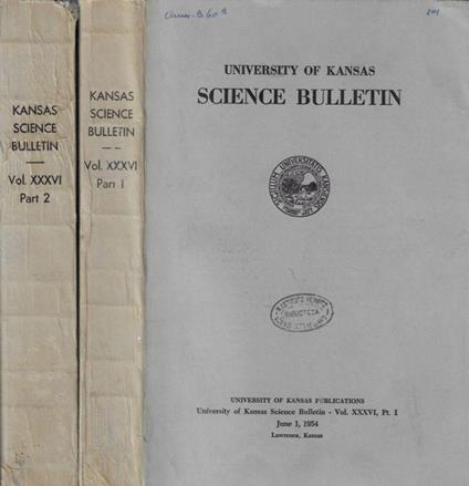 University of Kansas Science Bulletin Vol. XXXVI Part. I, II - copertina