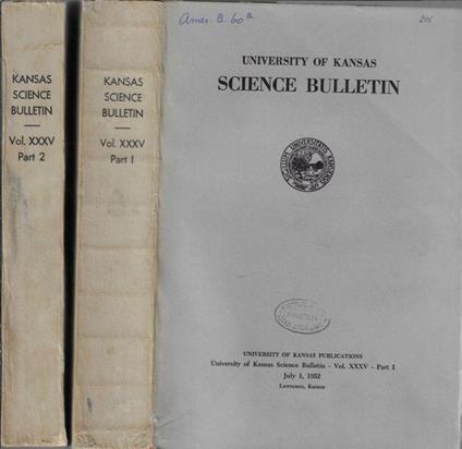 University of Kansas Science Bulletin Vol. XXXV Part. I, II - copertina