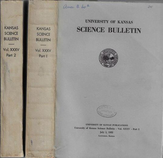 University of Kansas Science Bulletin Vol. XXXV Part. I, II - copertina