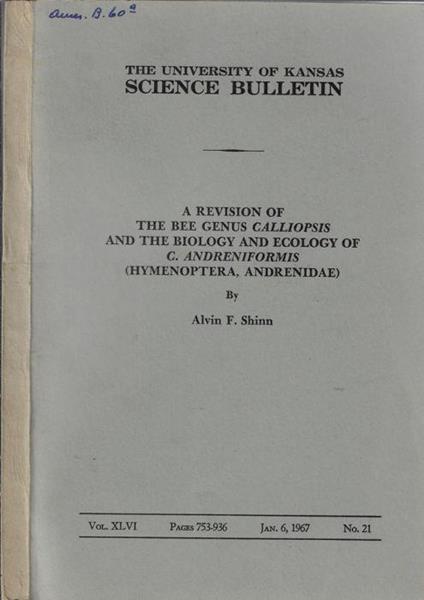 The University of Kansas Science Bulletin Vol. XLVI N.21 - copertina