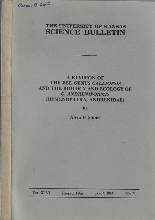 The University of Kansas Science Bulletin Vol. XLVI N.21 - copertina