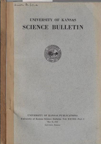 University of Kansas Science Bulletin Vol. XXVIII Part. I, II - copertina