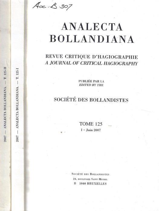 Analecta Bollandiana Tome 125 I, II 2007 - copertina