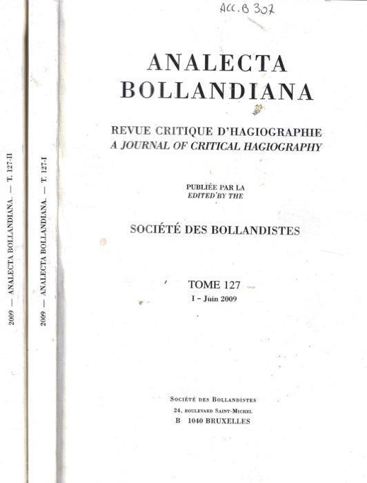 Analecta Bollandiana Tome 127 I, II 2009 - copertina