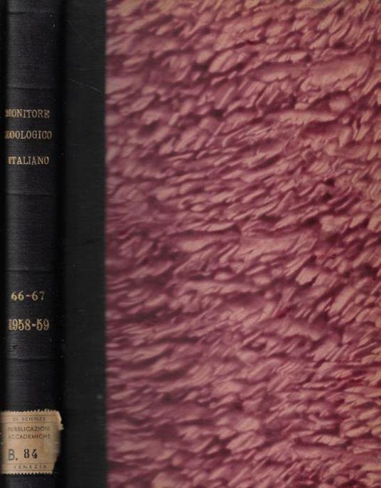 Monitore zoologico italiano Vol. LXVI-LXVII 1958-1959 - Giuseppe Colosi - copertina