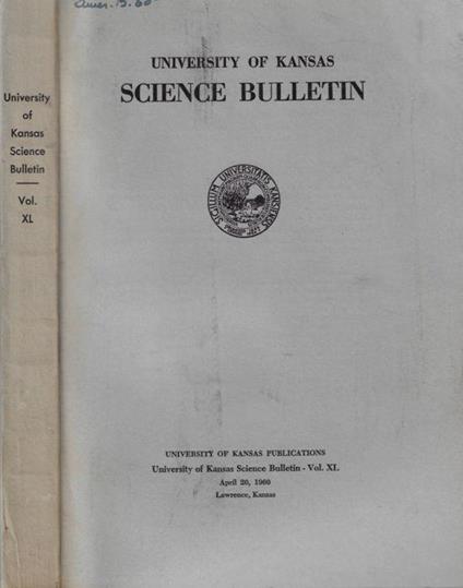 University of Kansas Science Bulletin Vol. XL - copertina