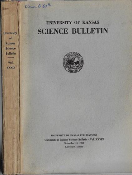 University of Kansas Science Bulletin Vol. XXXIX - copertina