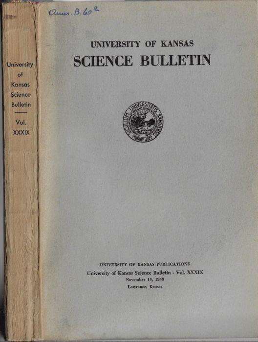 University of Kansas Science Bulletin Vol. XXXIX - copertina