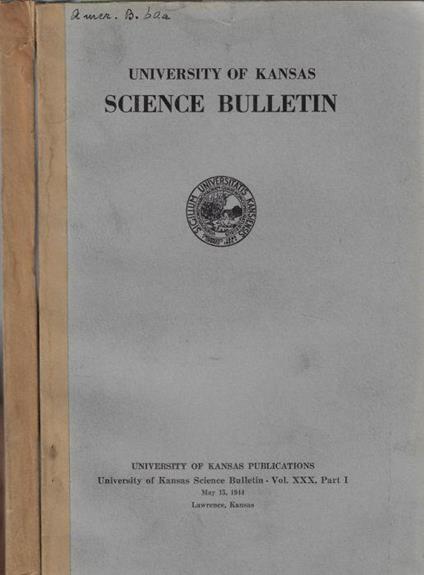 University of Kansas Science Bulletin Vol. XXX Part. I, II - copertina