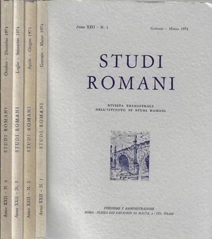 Studi romani anno 1974 N. 1, 2, 3, 4 (annata completa) - Pietro Romanelli - copertina