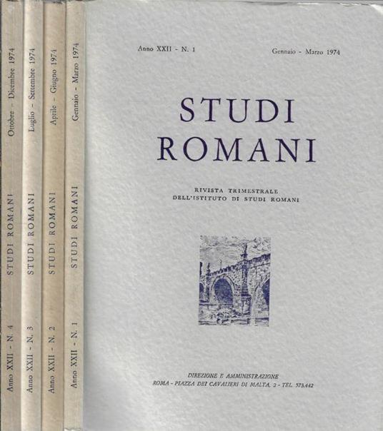 Studi romani anno 1974 N. 1, 2, 3, 4 (annata completa) - Pietro Romanelli - copertina