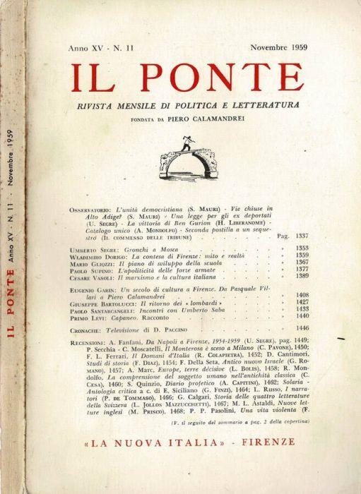 Il Ponte - 1959. Num. 11 - copertina