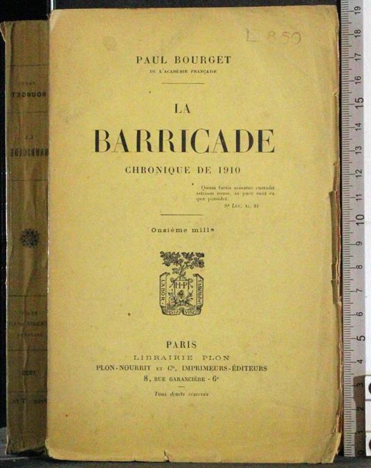 barricade chronique de 1910 - Paul Bourget - copertina