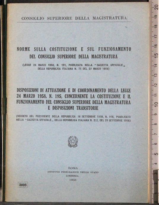 Norme costituzione e funzionamento magistratura - copertina