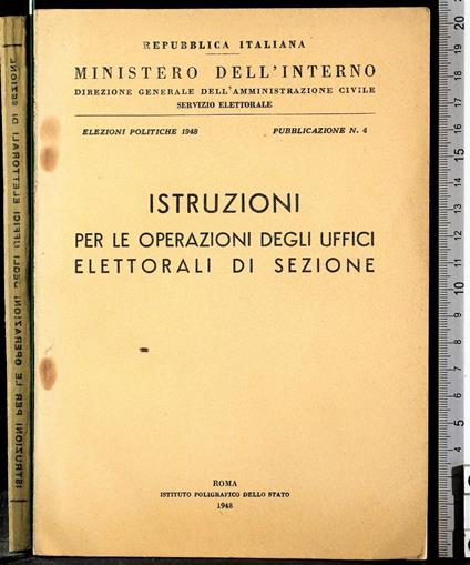 Istruzioni per le operazioni degli uffici elettoriali di sezione - copertina