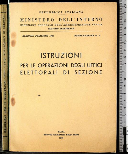 Istruzioni per le operazioni degli uffici elettoriali di sezione - copertina