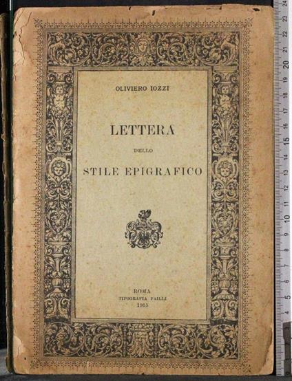 Lettera dello stile epigrafico - Oliviero Iozzi - copertina