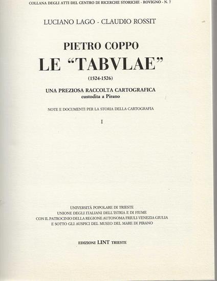 Pietro Coppo le "tabulae" (1524-1526) una preziosa raccolta cartografica custodita a Pirano - copertina